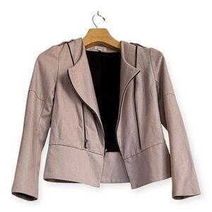 Barneys New York Women's Powder Pink Wool Moto Jacket